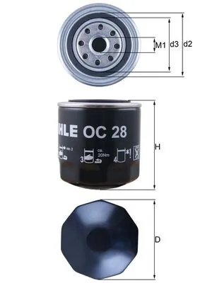 FILTRU ULEI KNECHT OC 28 - Compatibil cu PORSCHE, UAZ, VAUXHALL, VW