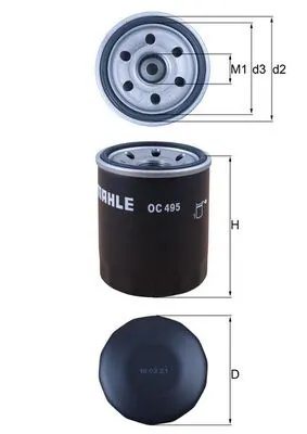 FILTRU ULEI MAHLE OC 495 - Compatibil cu MITSUBISHI, SMART