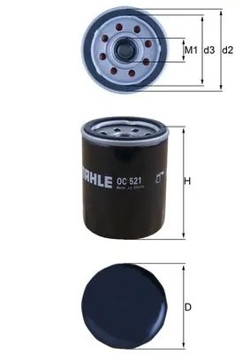 FILTRU ULEI MAHLE OC 521 - Compatibil cu FIAT, HYUNDAI, KIA