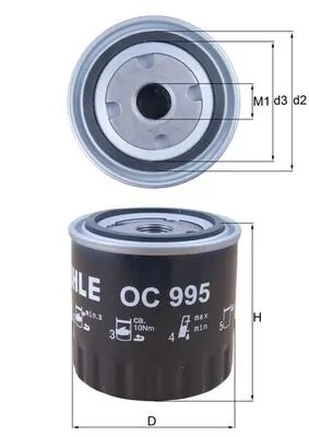 FILTRU ULEI MAHLE OC 995 - Compatibil cu INFINITI, NISSAN, RENAULT, SUZUKI