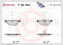 SET PLACUTE FRANA BREMBO P 06 023 - Compatibil cu ALPINA, BMW
