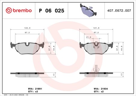 Set placute frana Brembo P 06 025