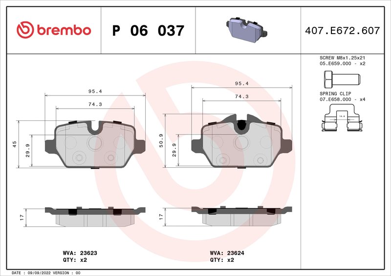 Set placute frana Brembo P 06 037