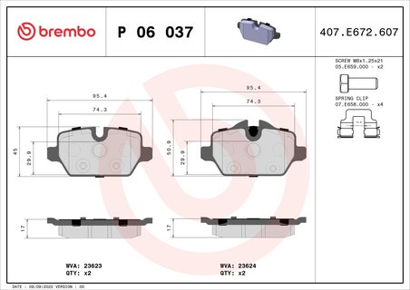 Set placute frana Brembo P 06 037