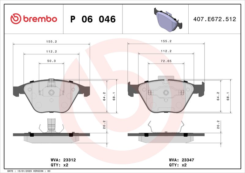 Set placute frana Brembo P 06 046