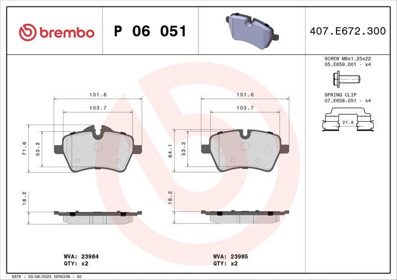 Set placute frana Brembo P 06 051