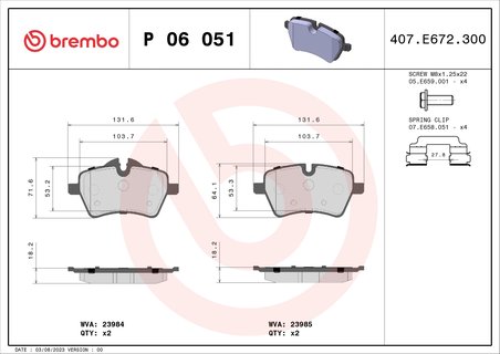 Set placute frana Brembo P 06 051
