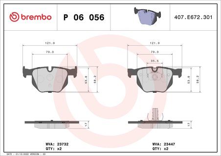 SET PLACUTE FRANA BREMBO P 06 056 - Compatibil cu BMW