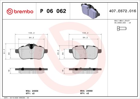 Set placute frana Brembo P 06 062