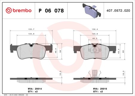 Set placute frana Brembo P 06 078
