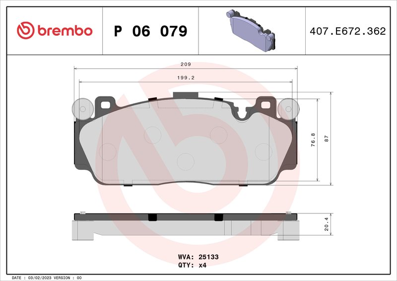 SET PLACUTE FRANA BREMBO P 06 079 - Compatibil cu BMW