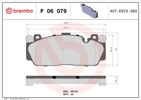 SET PLACUTE FRANA BREMBO P 06 079 - Compatibil cu BMW