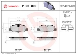 SET PLACUTE FRANA BREMBO P 06 090 - Compatibil cu MINI