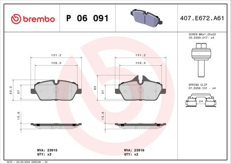 SET PLACUTE FRANA BREMBO P 06 091 - Compatibil cu BMW