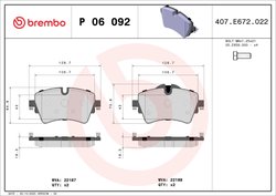 SET PLACUTE FRANA BREMBO P 06 092 - Compatibil cu BMW, BMW (BRILLIANCE), MINI