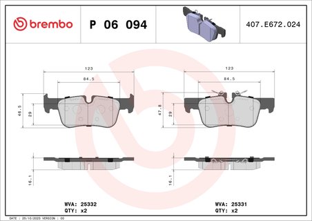 SET PLACUTE FRANA BREMBO P 06 094 - Compatibil cu BMW, BMW (BRILLIANCE), MINI, ZINORO