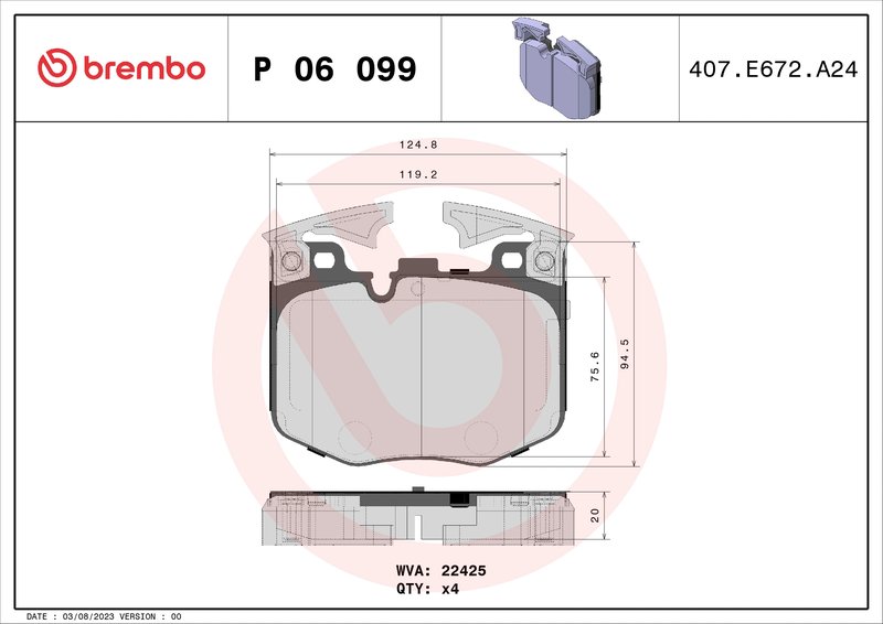 Set placute frana Brembo P 06 099