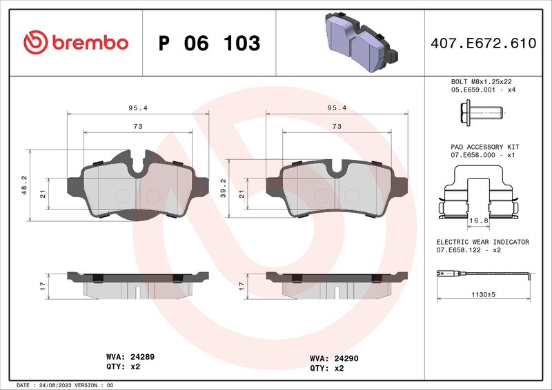 Set placute frana Brembo P 06 103