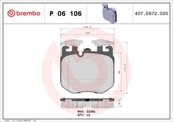 SET PLACUTE FRANA BREMBO P 06 106 - Compatibil cu ALPINA, BMW, BMW (BRILLIANCE), ROLLS-ROYCE