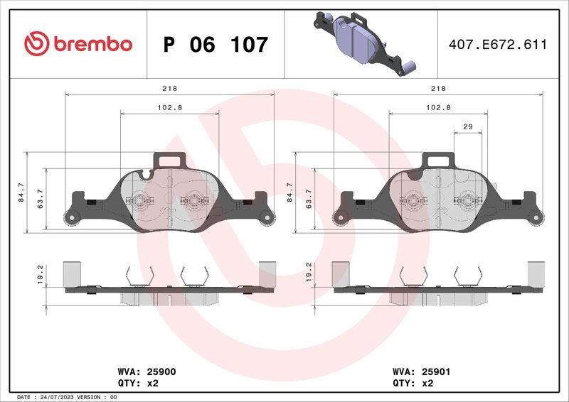 Set placute frana Brembo P 06 107