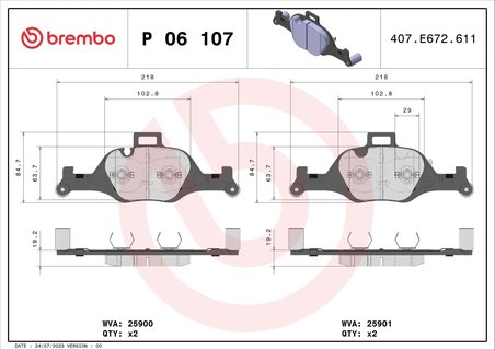 Set placute frana Brembo P 06 107