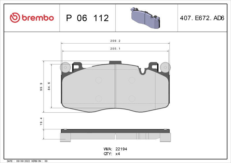 SET PLACUTE FRANA BREMBO P 06 112 - Compatibil cu BMW