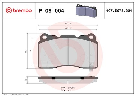 Set placute frana Brembo P 09 004