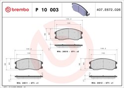 Set placute frana Brembo P 10 003