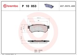 SET PLACUTE FRANA BREMBO P 10 053 - Compatibil cu BUICK (SGM), CHEVROLET, DAEWOO, SUZUKI