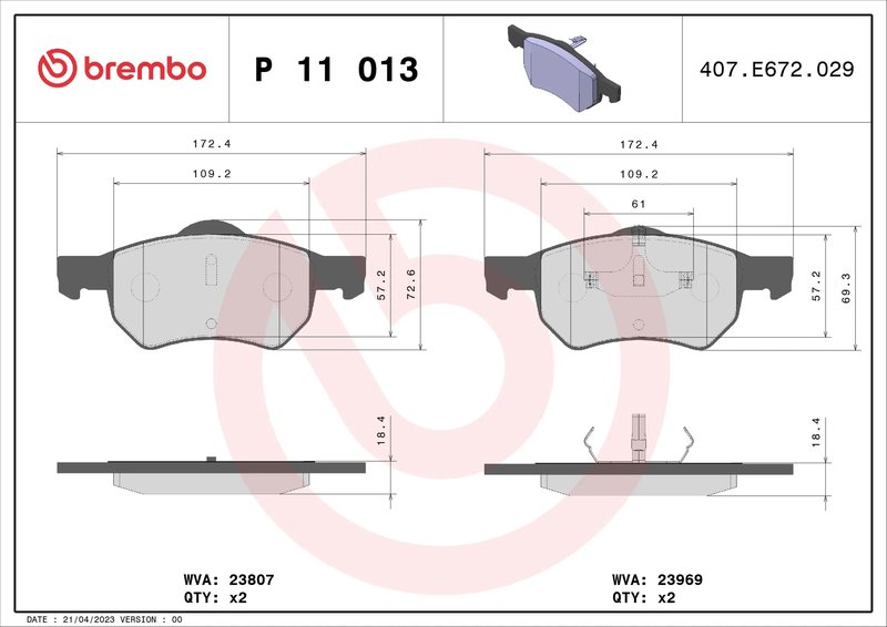 Set placute frana Brembo P 11 013