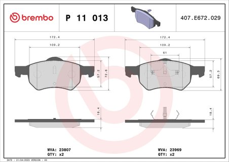Set placute frana Brembo P 11 013