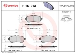 SET PLACUTE FRANA BREMBO P 16 013 - Compatibil cu CHANGAN, DAIHATSU, FORD, FORD (CHANGAN), FORD AUSTRALIA, MAZDA, MAZDA (CHANGAN