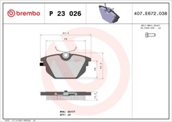 Set placute frana Brembo P 23 026