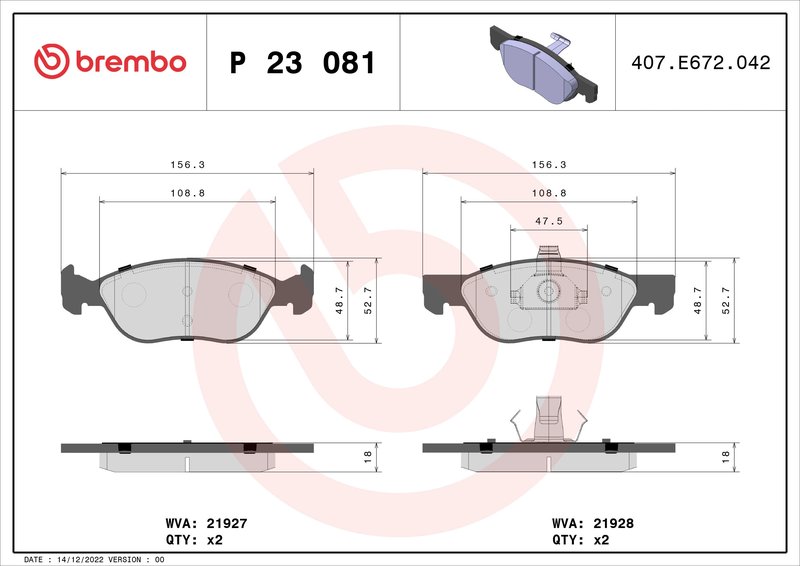 Set placute frana Brembo P 23 081