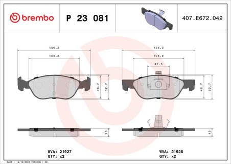 Set placute frana Brembo P 23 081