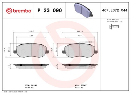 Set placute frana Brembo P 23 090