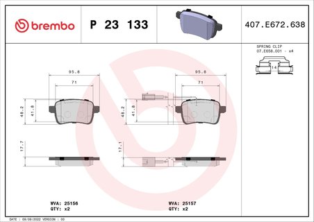 SET PLACUTE FRANA BREMBO P 23 133 - Compatibil cu ALFA ROMEO, DODGE