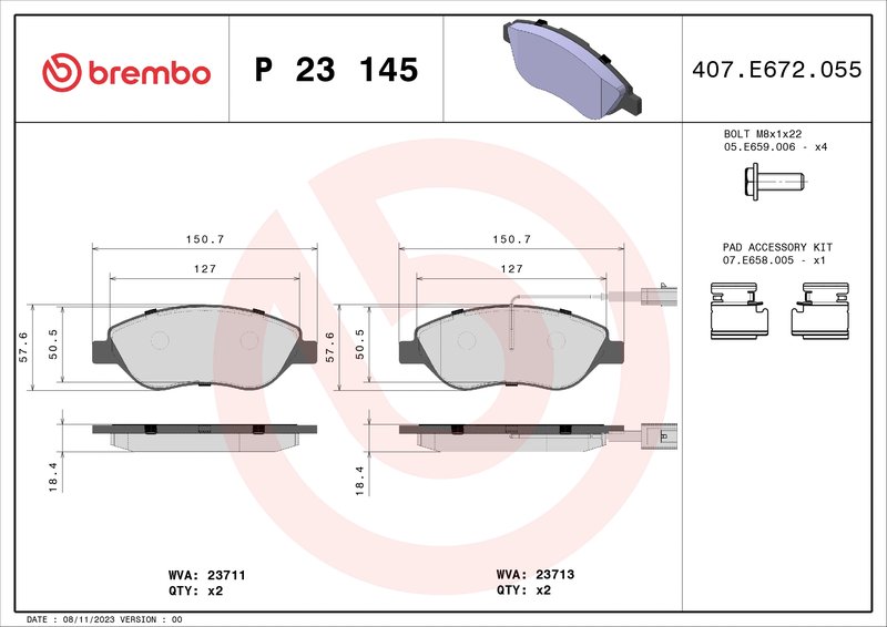 Set placute frana Brembo P 23 145