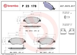 Set placute frana Brembo P 23 178