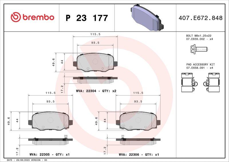 Set placute frana Brembo P 23 177