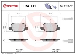 Set placute frana Brembo P 23 181