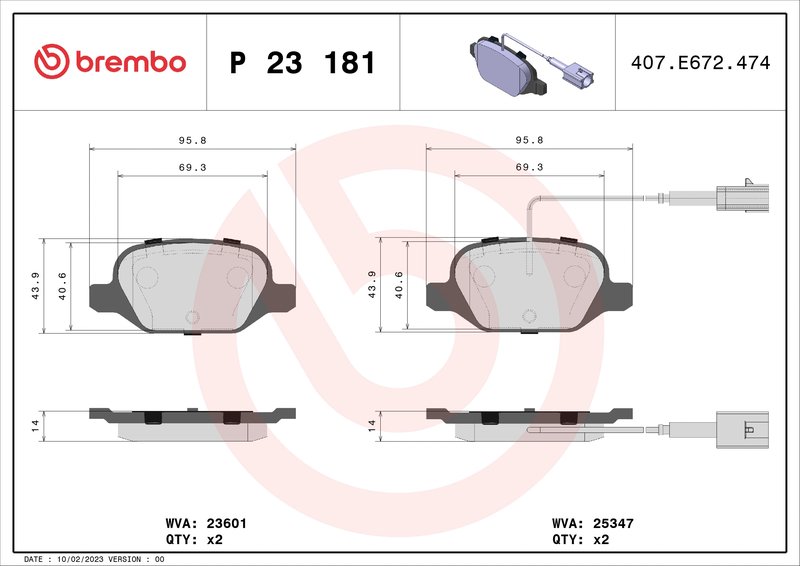 Set placute frana Brembo P 23 181