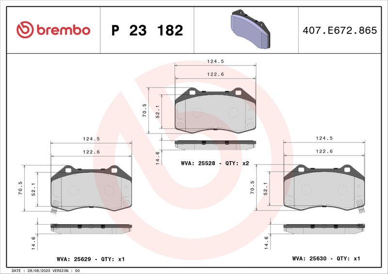 Set placute frana Brembo P 23 182