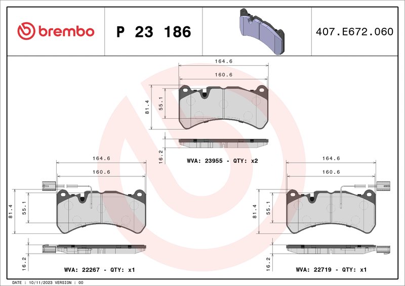SET PLACUTE FRANA BREMBO P 23 186 - Compatibil cu ALFA ROMEO