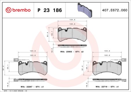 SET PLACUTE FRANA BREMBO P 23 186 - Compatibil cu ALFA ROMEO