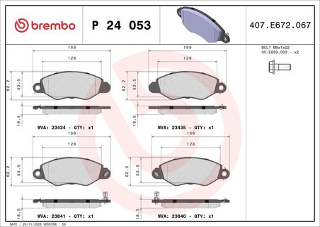 Set placute frana Brembo P 24 053