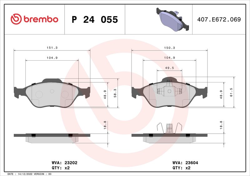 Set placute frana Brembo P 24 055X