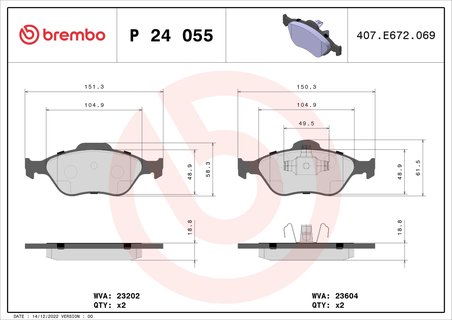 Set placute frana Brembo P 24 055X
