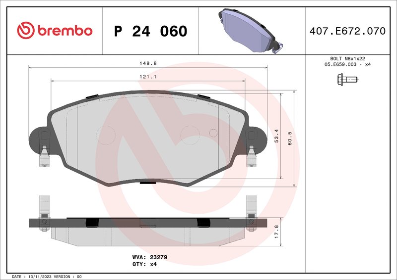 Set placute frana Brembo P 24 060