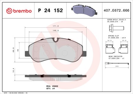 SET PLACUTE FRANA BREMBO P 24 152 - Compatibil cu FORD, FORD AUSTRALIA